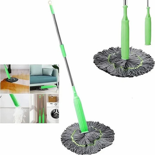 360° Spin Bamboo Mop | Self-Wringing, Reusable Microfiber Pad 🌱
