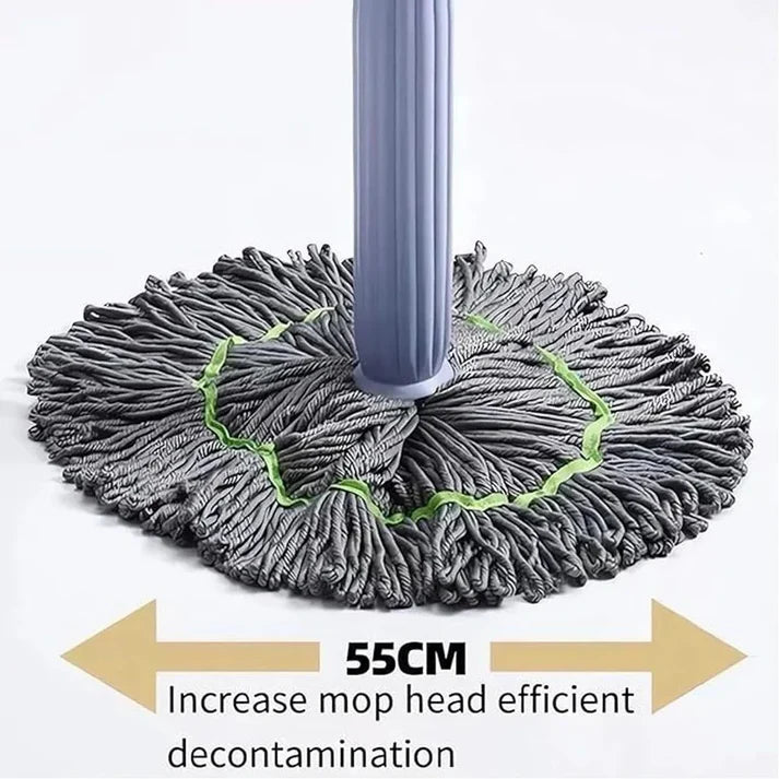 360° Spin Bamboo Mop | Self-Wringing, Reusable Microfiber Pad 🌱