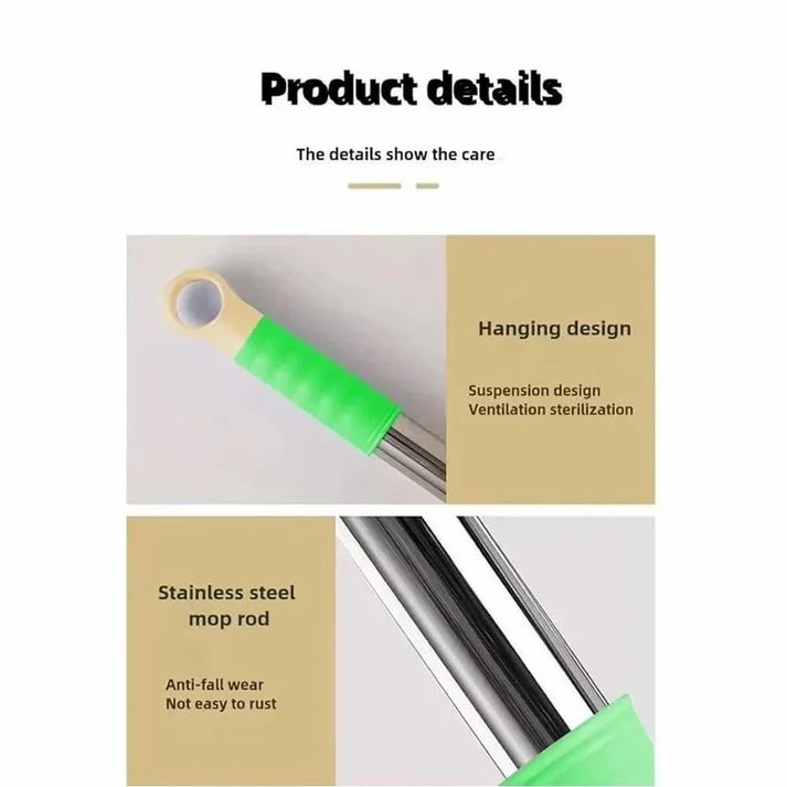 360° Spin Bamboo Mop | Self-Wringing, Reusable Microfiber Pad 🌱
