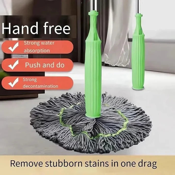 360° Spin Bamboo Mop | Self-Wringing, Reusable Microfiber Pad 🌱